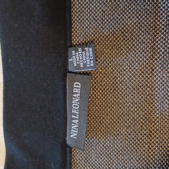 Nina Leonard, sz L, black, tan & gray plaid, pull on pencil skirt. Super soft. - Picture 5 of 8